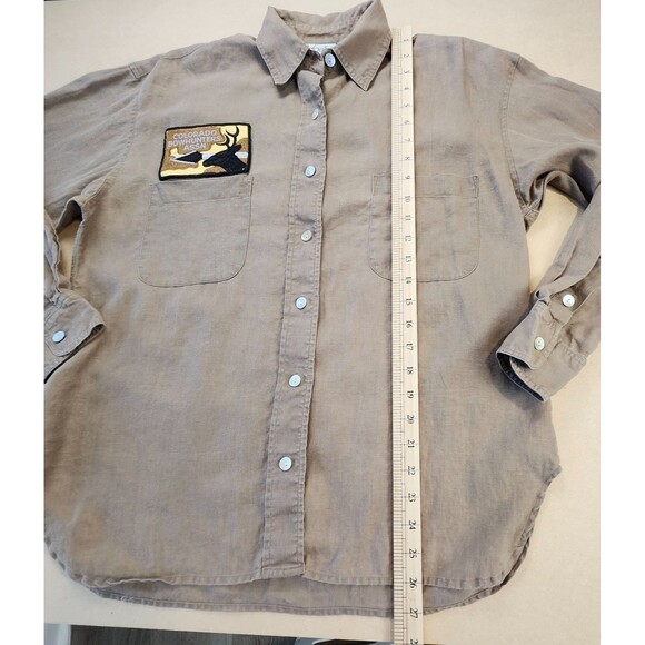 Rafaella 100% Linen Utility Shirt Relaxed Fit Rugged Workwear Chic size S/M - Picture 9 of 10